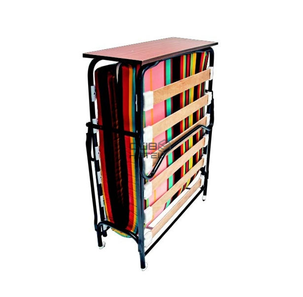Cama de hotel extra plegable con ruedas y colchón